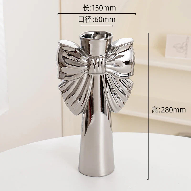 28cm Minimalist Bow Ceramic Vase Home Decor