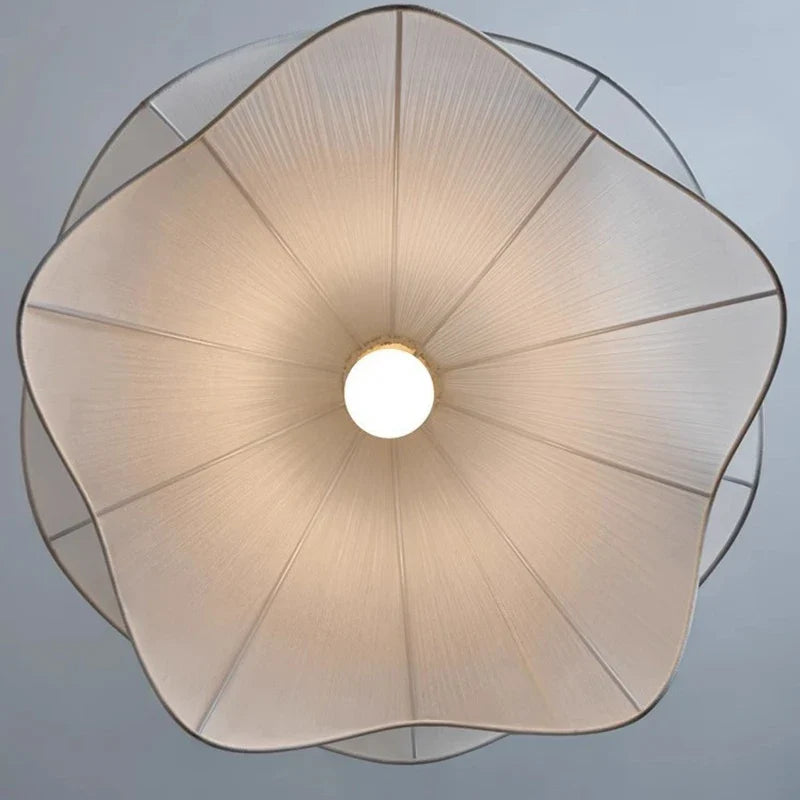 Nordic Minimalist Cream Fabric LED Pendant Light Fixture