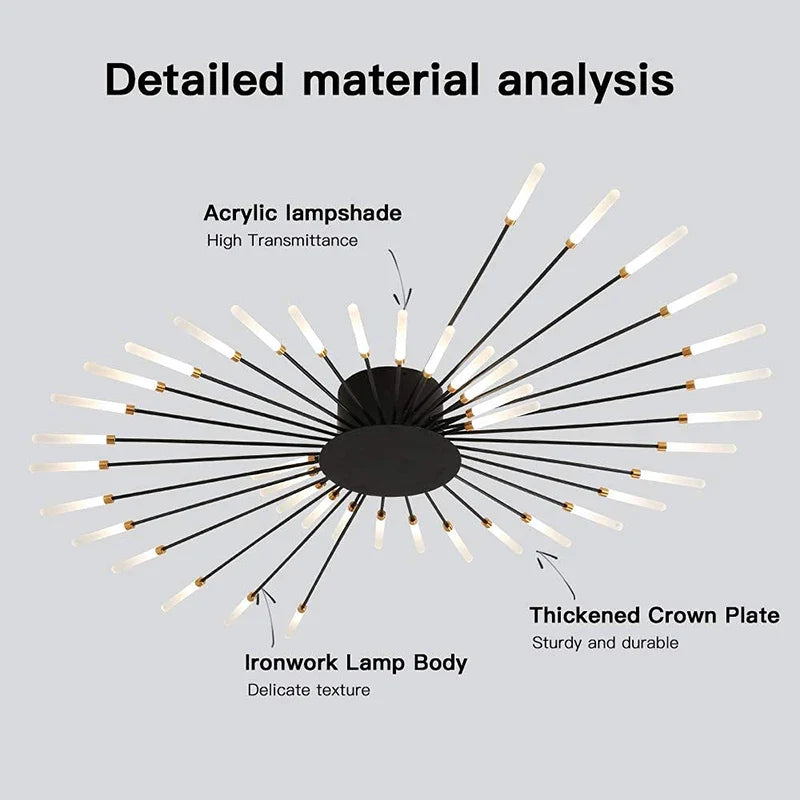 Living Room Light LED Ceiling Lamp Modern Indoor Lighting Acrylic Nordic Creative Fan-shaped Bedroom Fixture Home Decor Kid Room