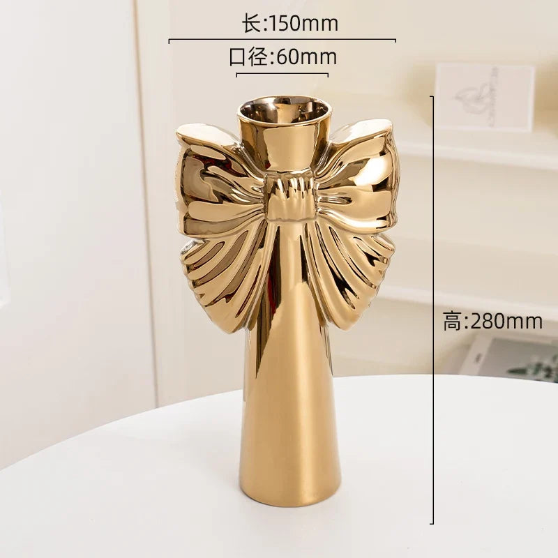28cm Minimalist Bow Ceramic Vase Home Decor