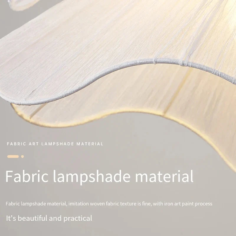 Nordic Minimalist Cream Fabric LED Pendant Light Fixture