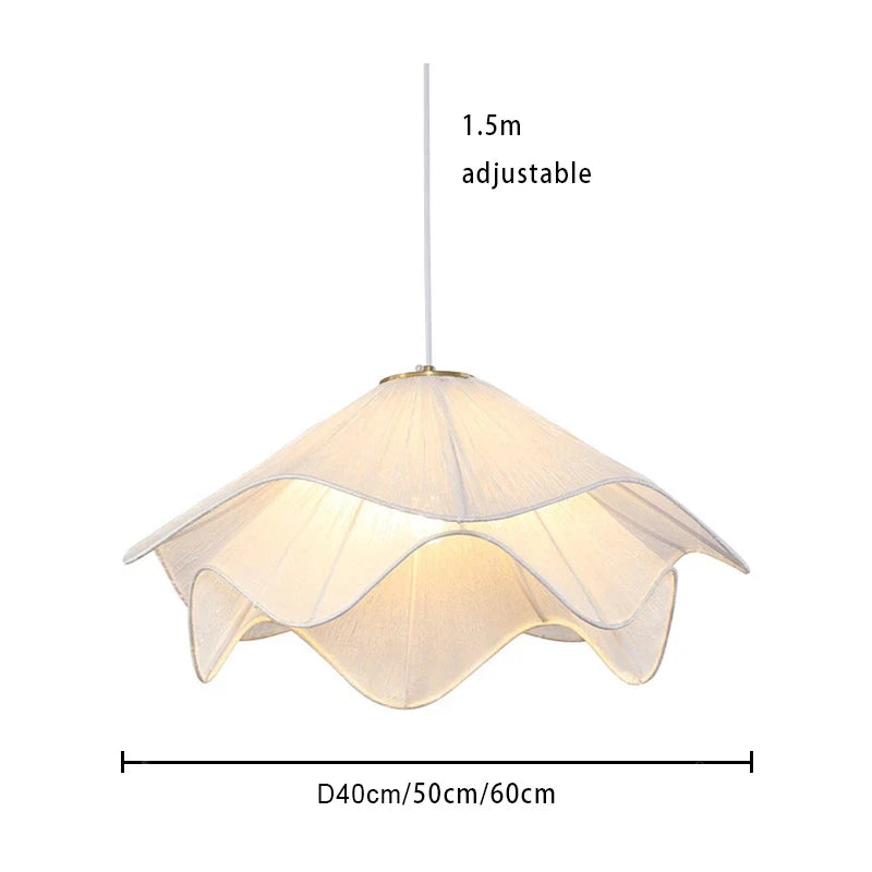 Nordic Minimalist Cream Fabric LED Pendant Light Fixture