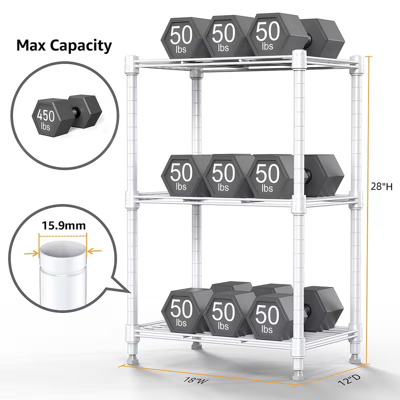 Adjustable Wire Shelving Rack Multi-Tier Storage Organizer