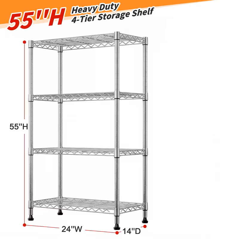 Adjustable Wire Shelving Rack Multi-Tier Storage Organizer