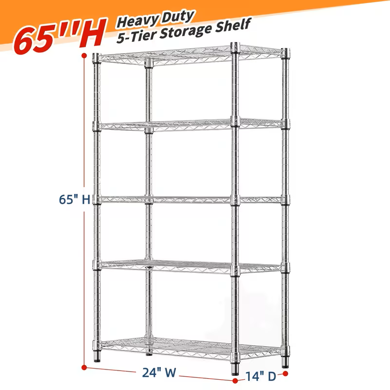 Adjustable Wire Shelving Rack Multi-Tier Storage Organizer