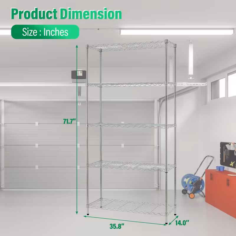 Adjustable Wire Shelving Rack Multi-Tier Storage Organizer