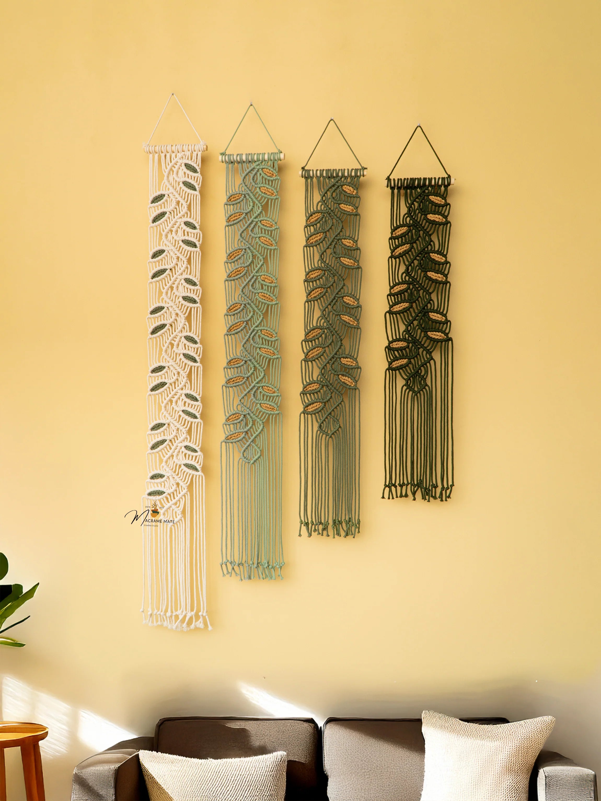 Vesta Green Macrame Wall Hanging Boho Decor
