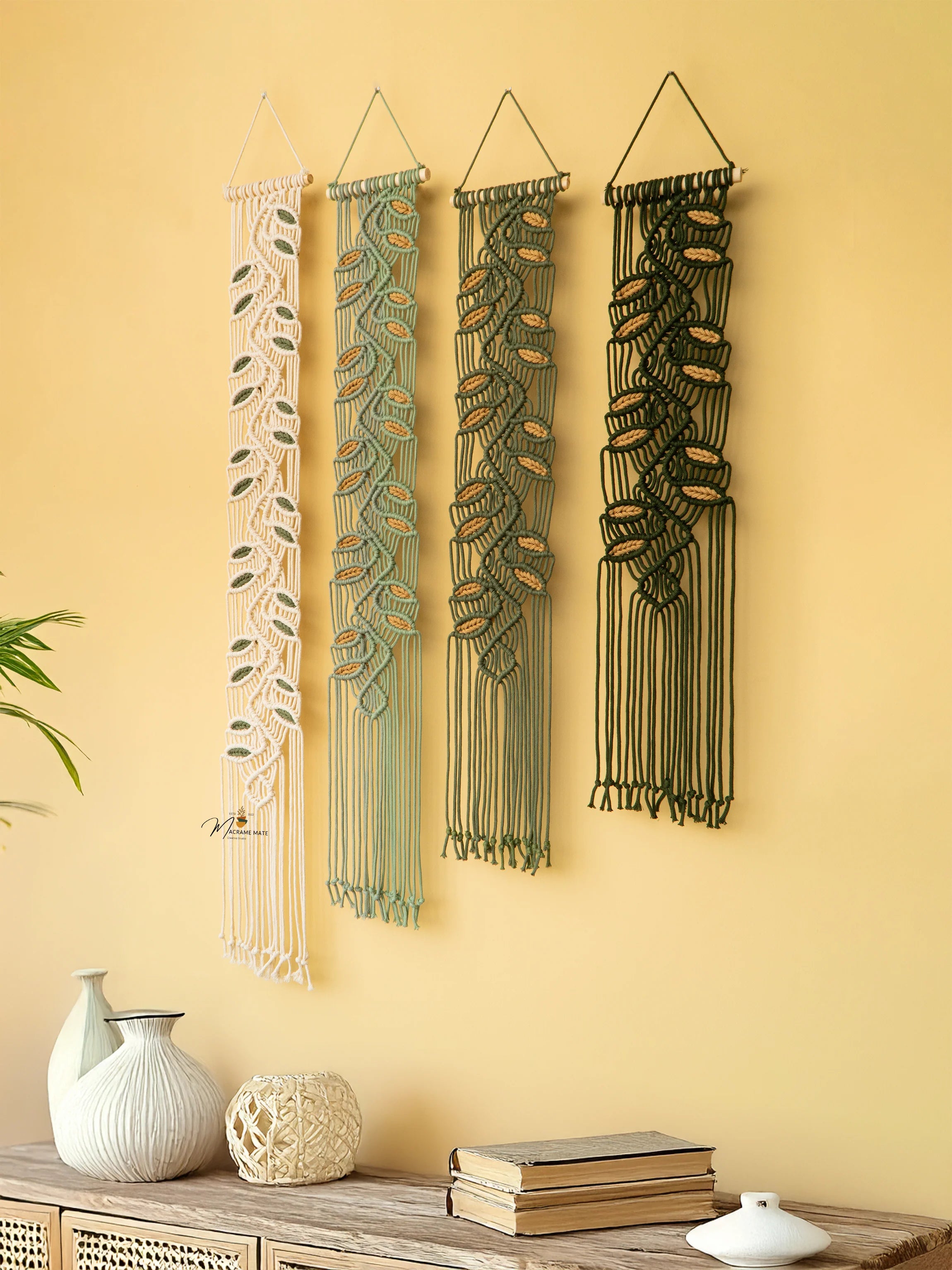 Vesta Green Macrame Wall Hanging Boho Decor