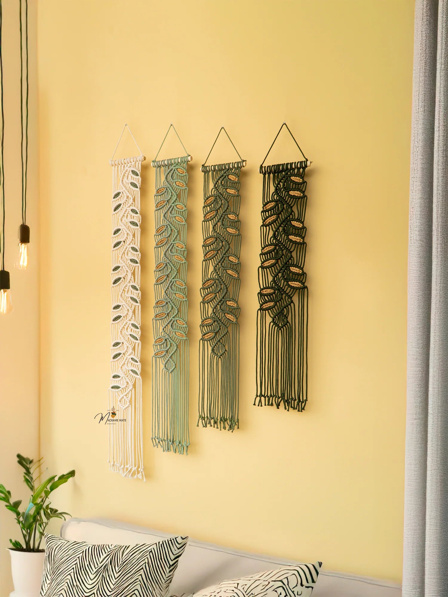 Vesta Green Macrame Wall Hanging Boho Decor