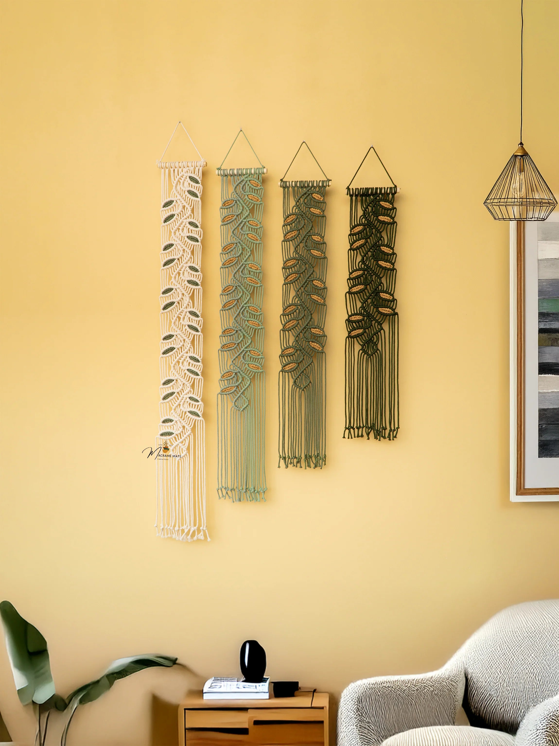 Vesta Green Macrame Wall Hanging Boho Decor