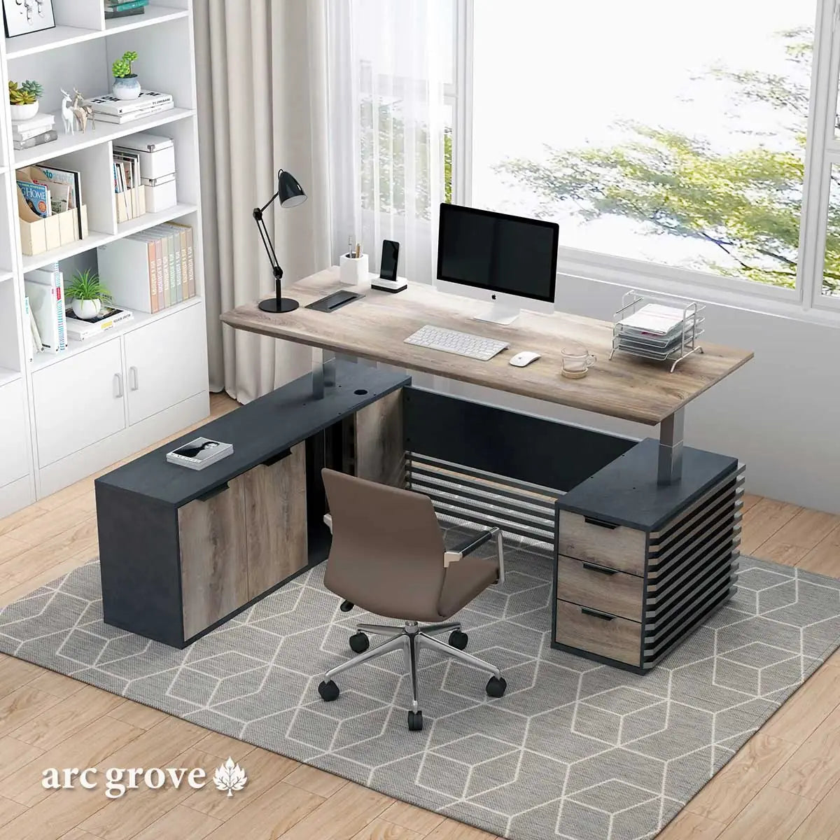 Anderson · L-Shaped Executive Standing Desk, Adjustable Height