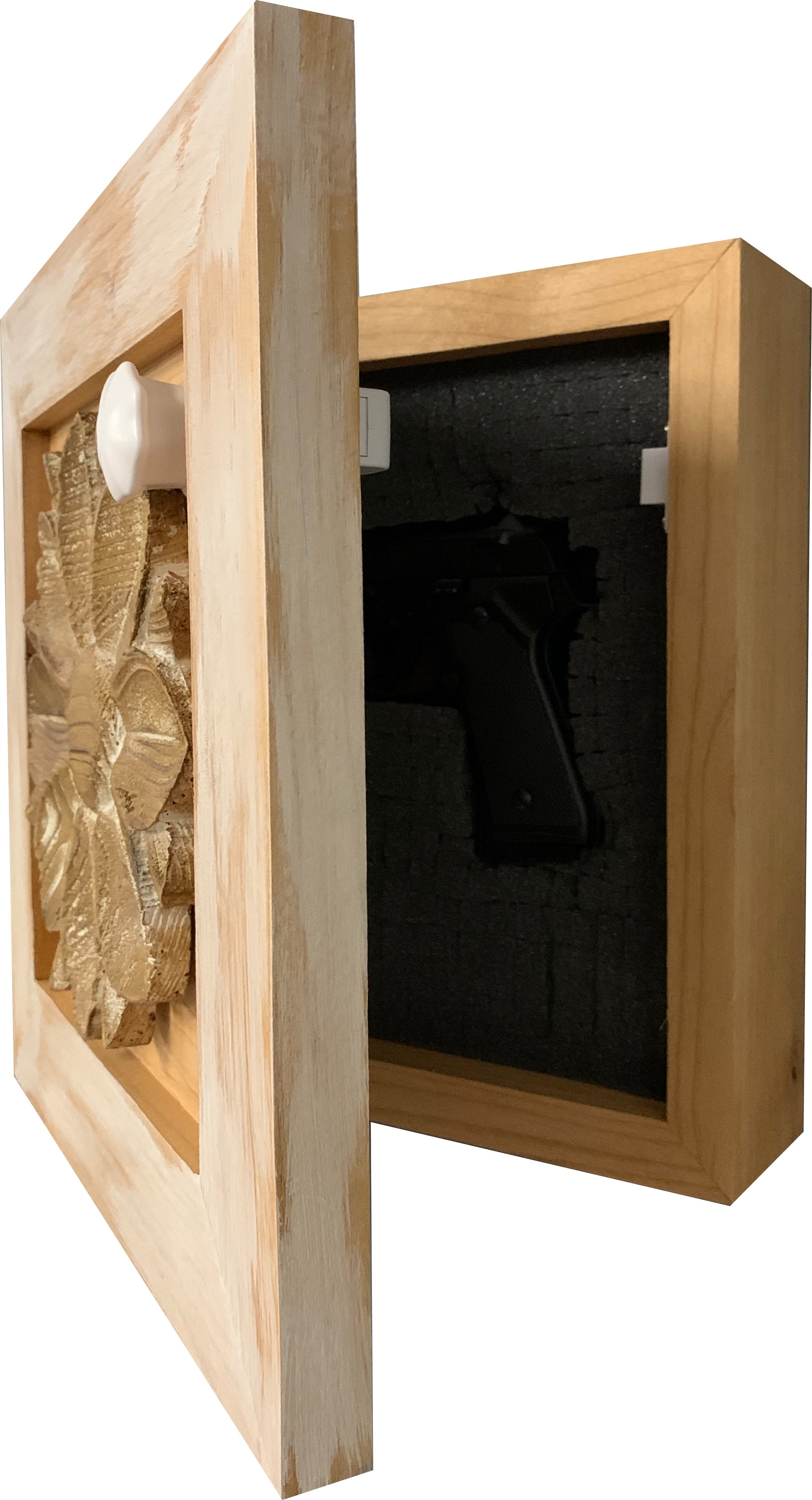 Wild Flower Hidden Gun Storage Wall Decor - Handcrafted Gun Concealment Furniture - Quick Access Handgun Safe with Magnetic Lock - Secure Hidden Wall Safe - USA Made (White)