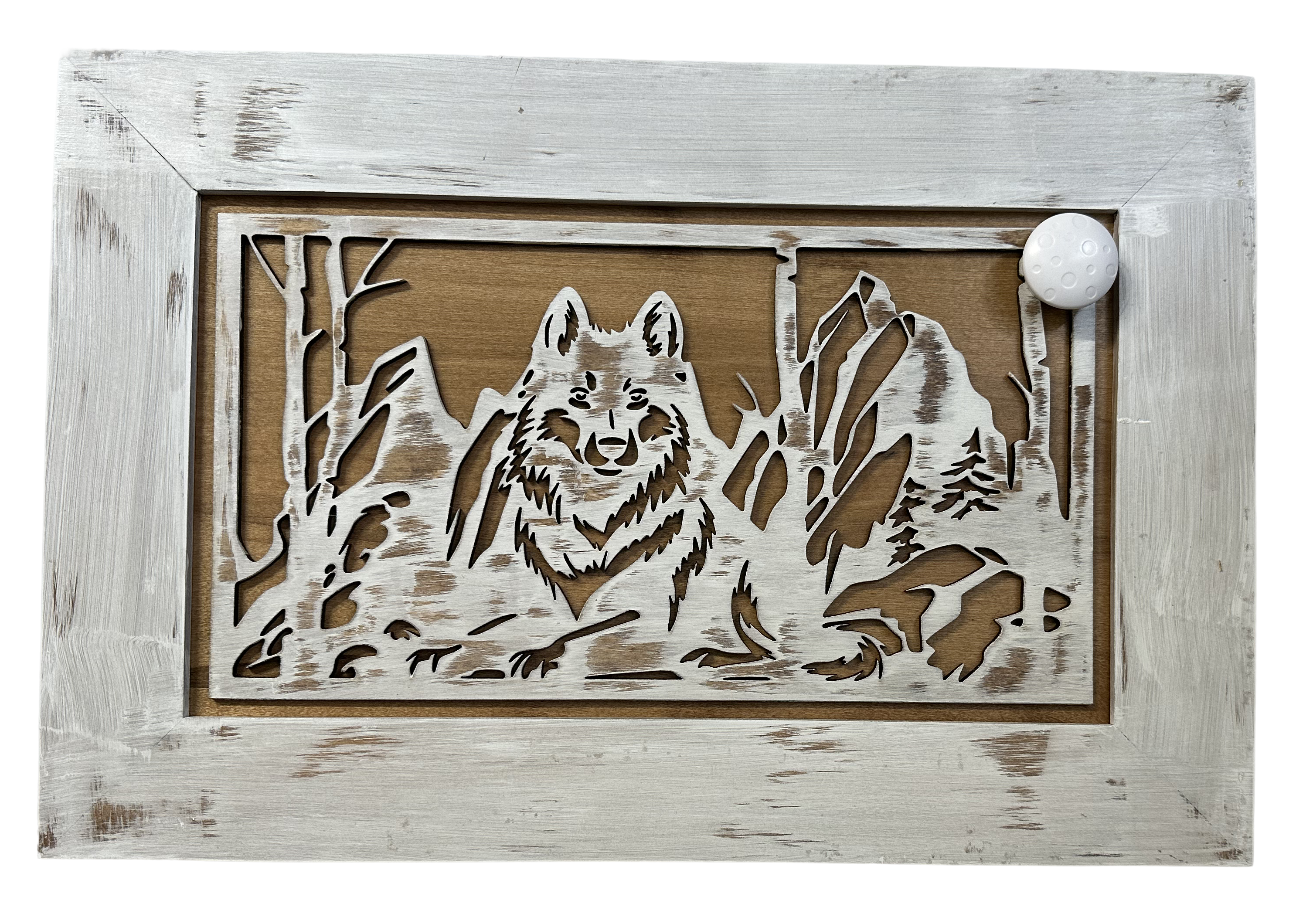 White Wolf Gun Concealment Furniture - Handcrafted Hidden Gun Storage Wall Decor - Hidden Gun Shelf with Magnetic Lock for Quick Access