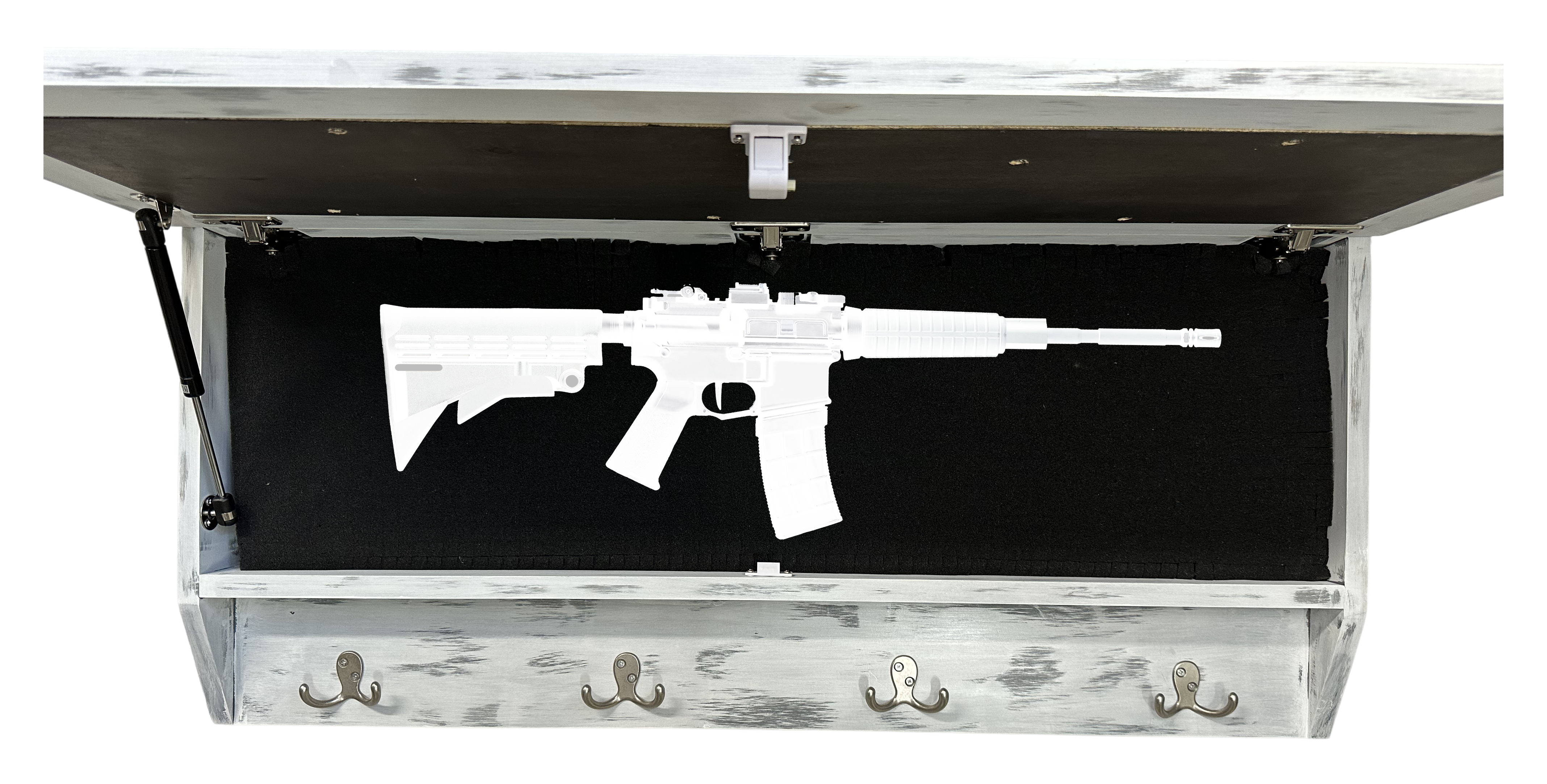 Winter Family Tree Gun Concealment Decor - Handcrafted Wooden Gun Cabinets - Gun Shelf Hidden Storage for Rifles, Shotguns, & Handguns - Quick Access Hidden Wall Safe
