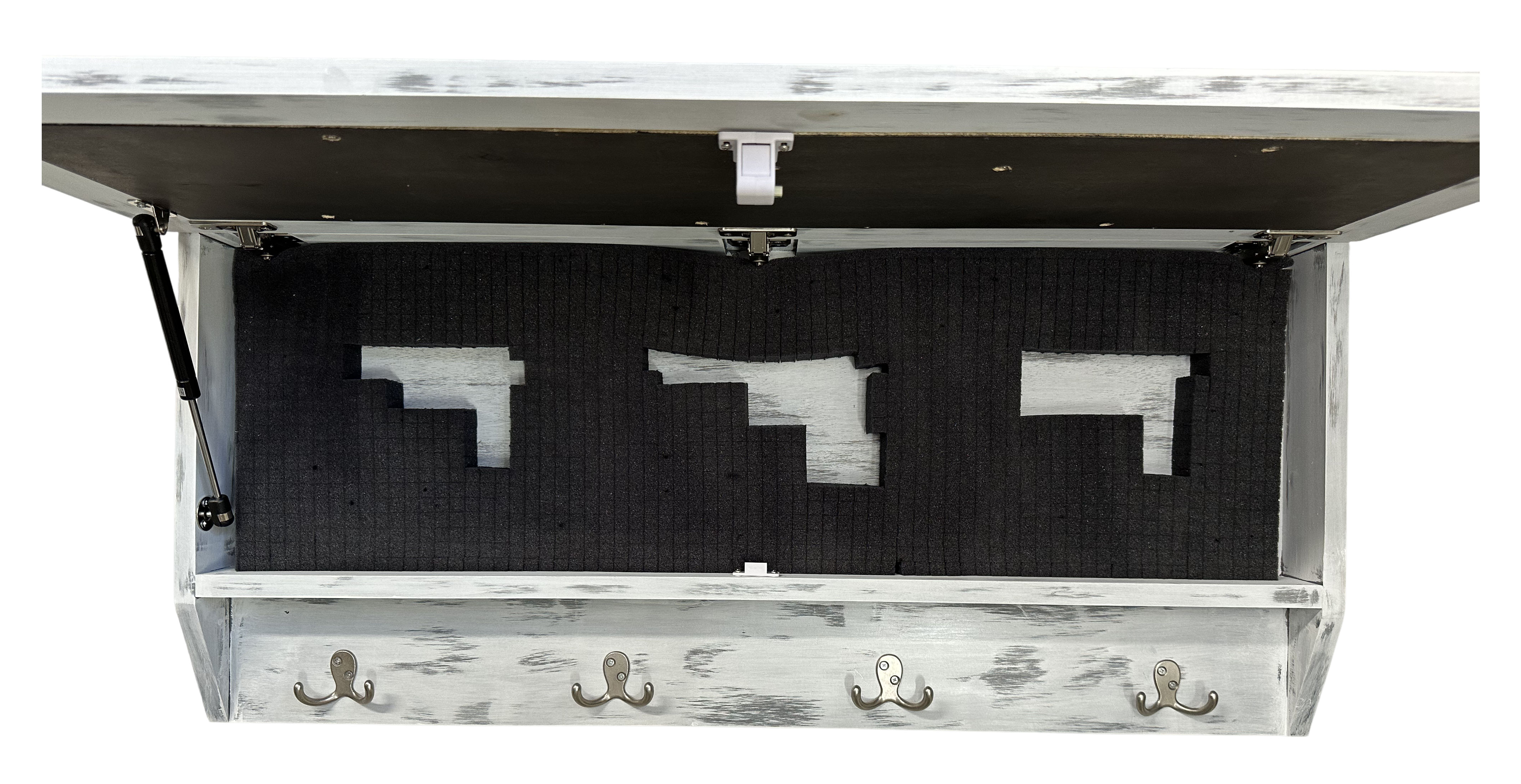 Winter Family Tree Gun Concealment Decor - Handcrafted Wooden Gun Cabinets - Gun Shelf Hidden Storage for Rifles, Shotguns, & Handguns - Quick Access Hidden Wall Safe