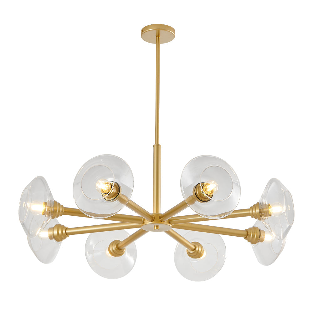 Gold Sputnik Chandelier Mid-Century Modern Glass Pendant