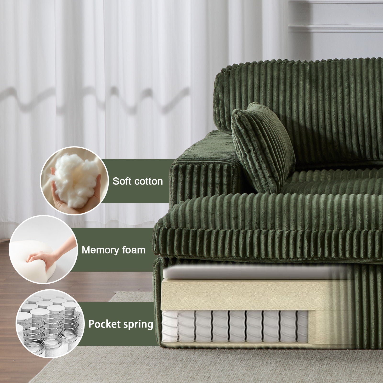 Oversized Double Chaise Lounge Chair Upholstered Cloud Couch