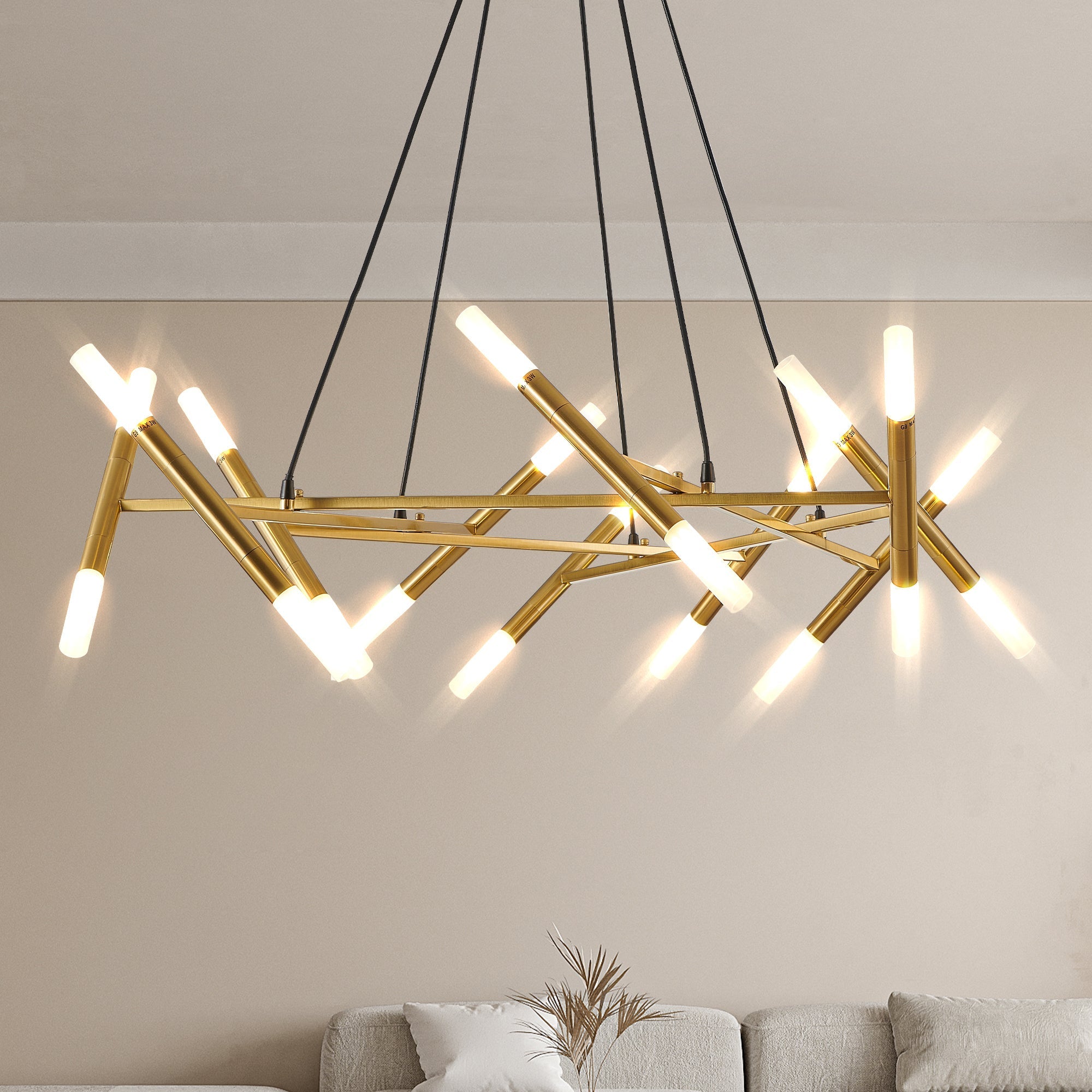 41" Golden Modern Branch Design Chandelier Light Fixture