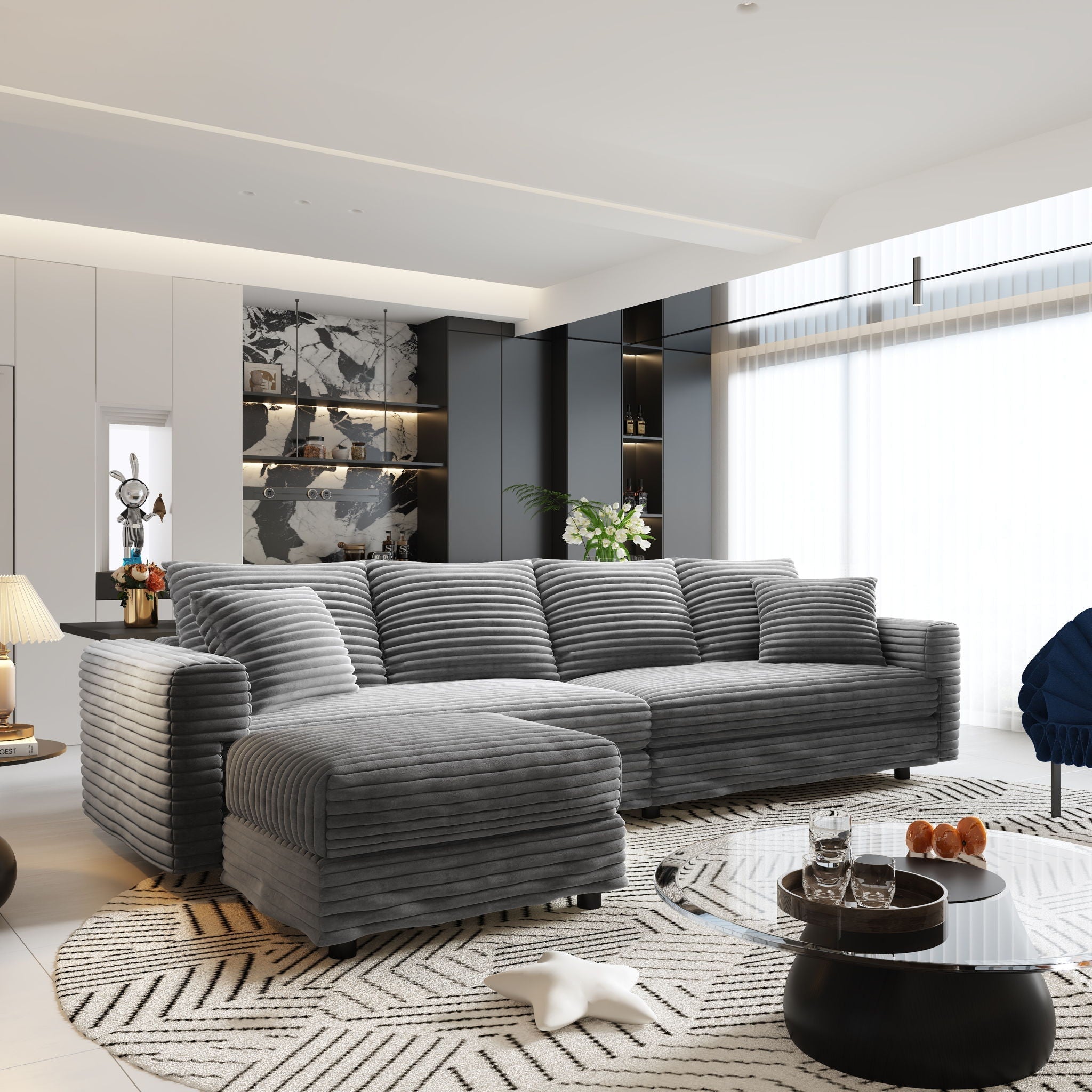 Modern Upholstered Cloud Couch Deep Seat Sofa