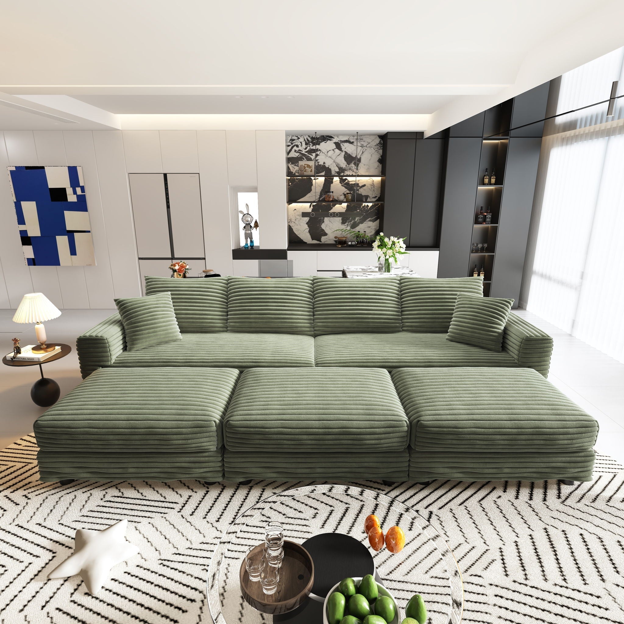 Modern Upholstered Cloud Couch Deep Seat Sofa