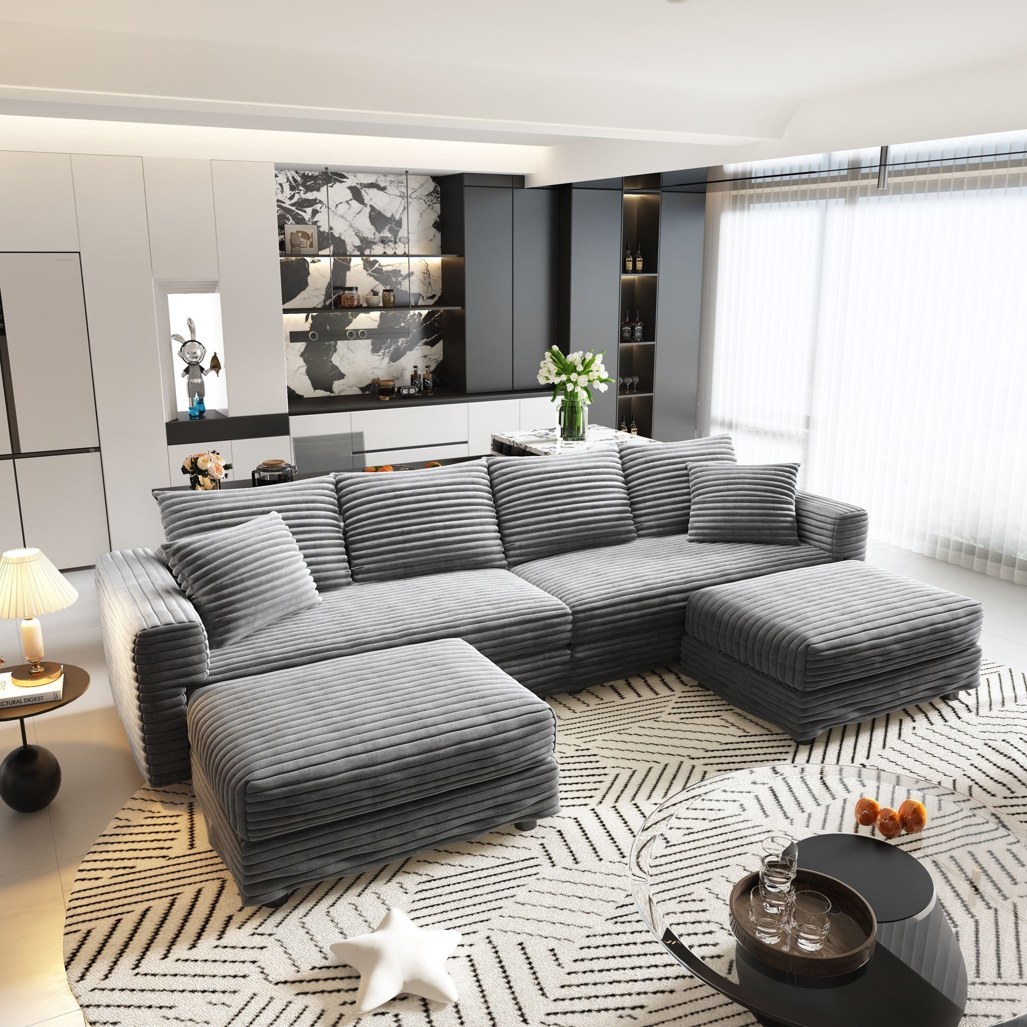 Modern Upholstered Cloud Couch Deep Seat Sofa
