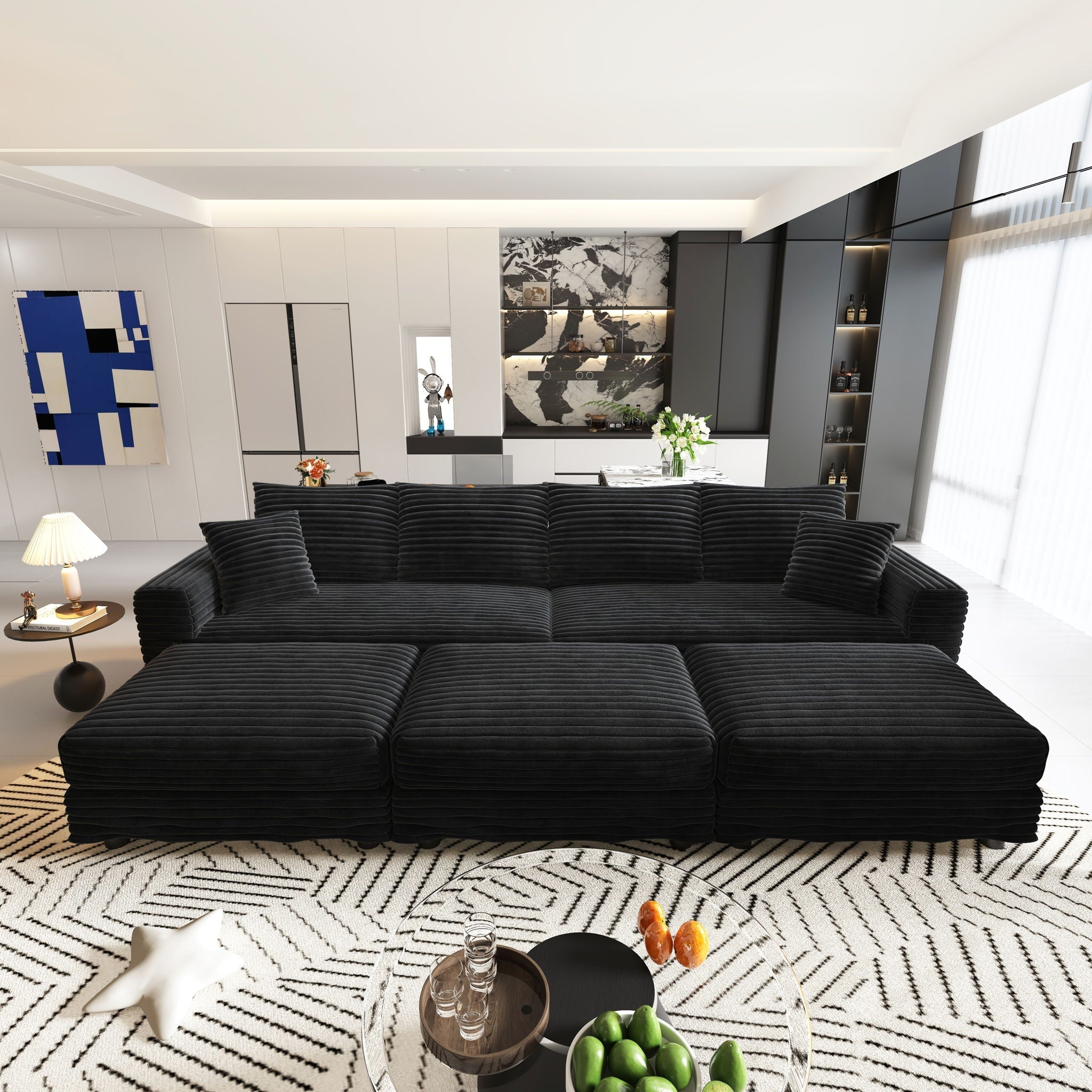 Modern Upholstered Cloud Couch Deep Seat Sofa