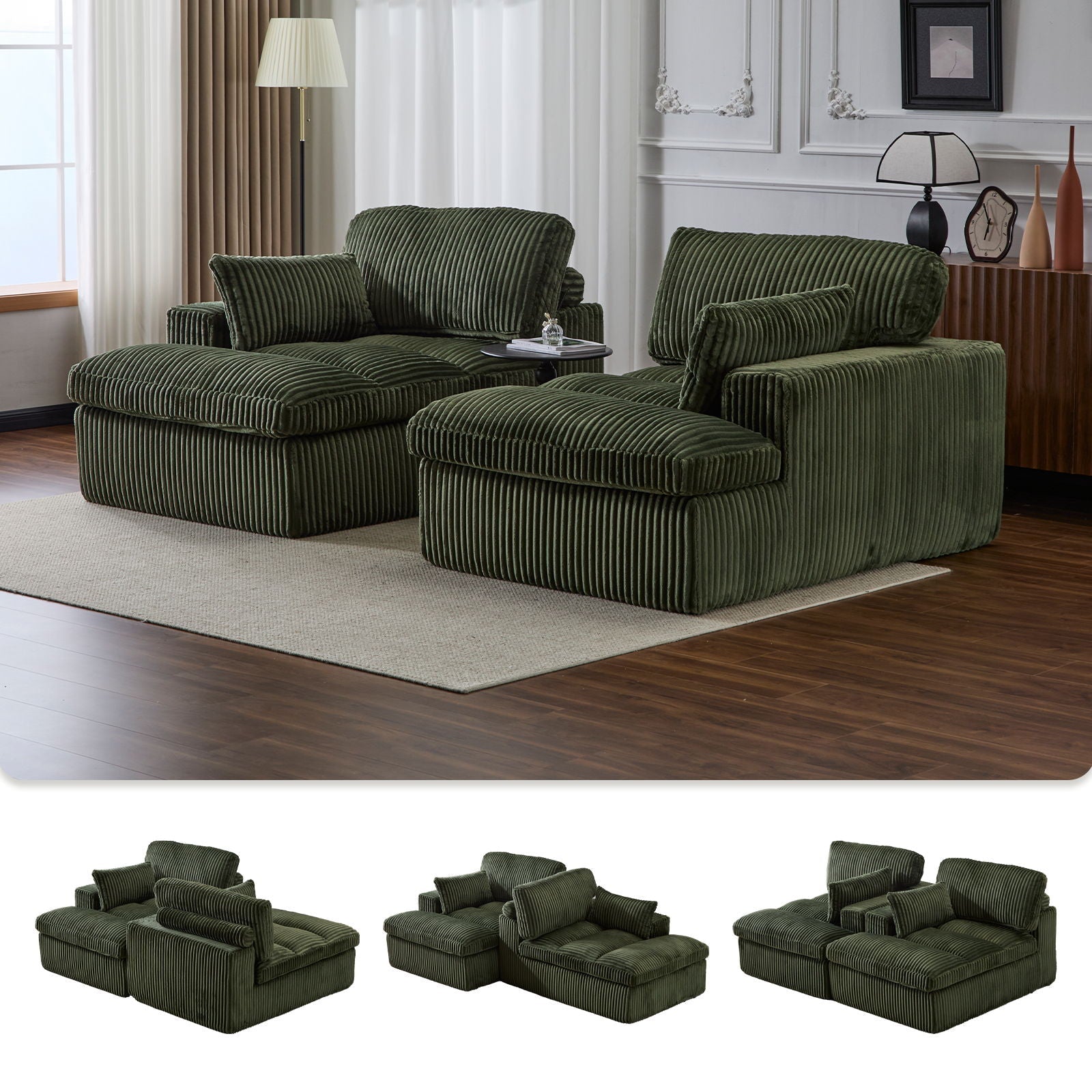Oversized Double Chaise Lounge Chair Upholstered Cloud Couch