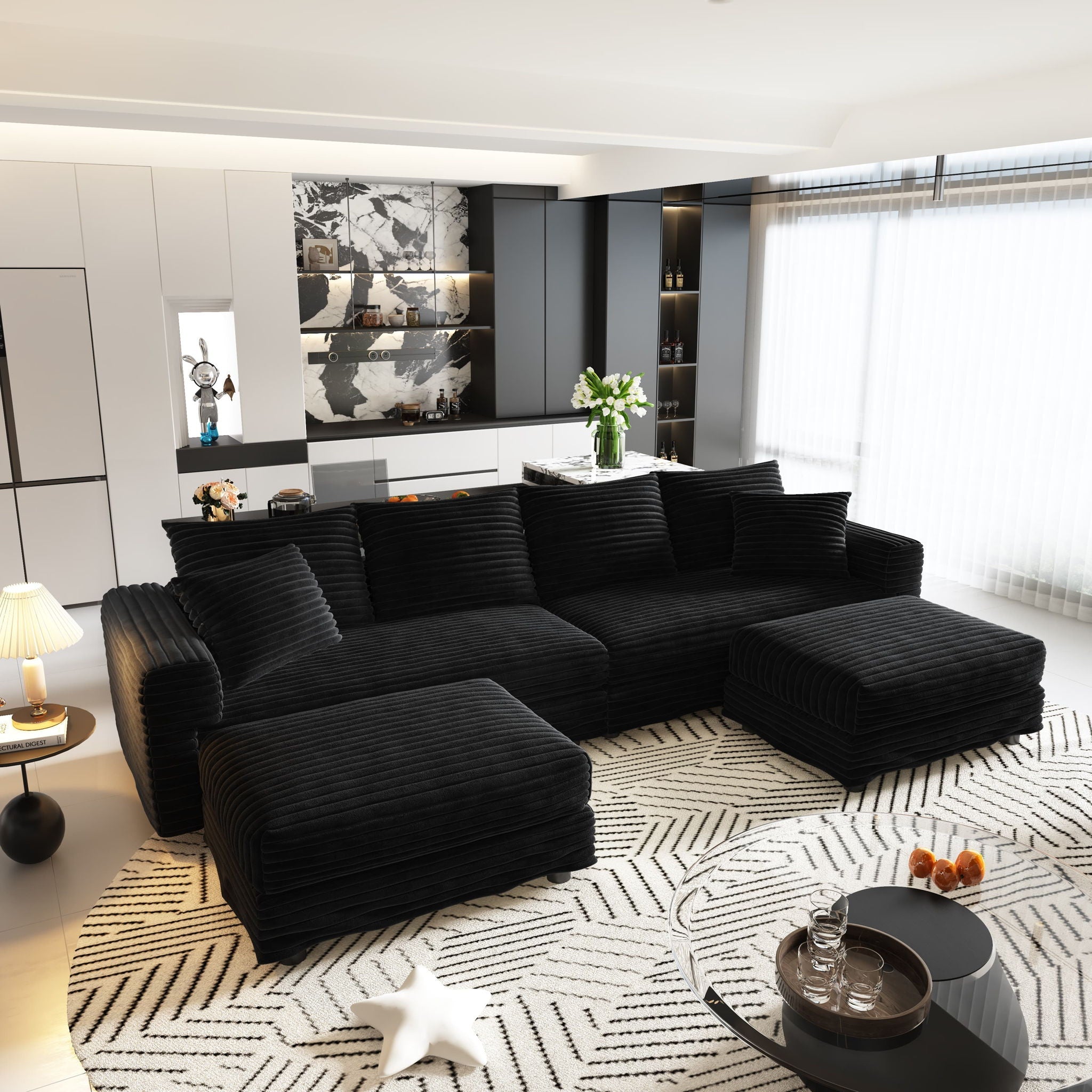 Modern Upholstered Cloud Couch Deep Seat Sofa