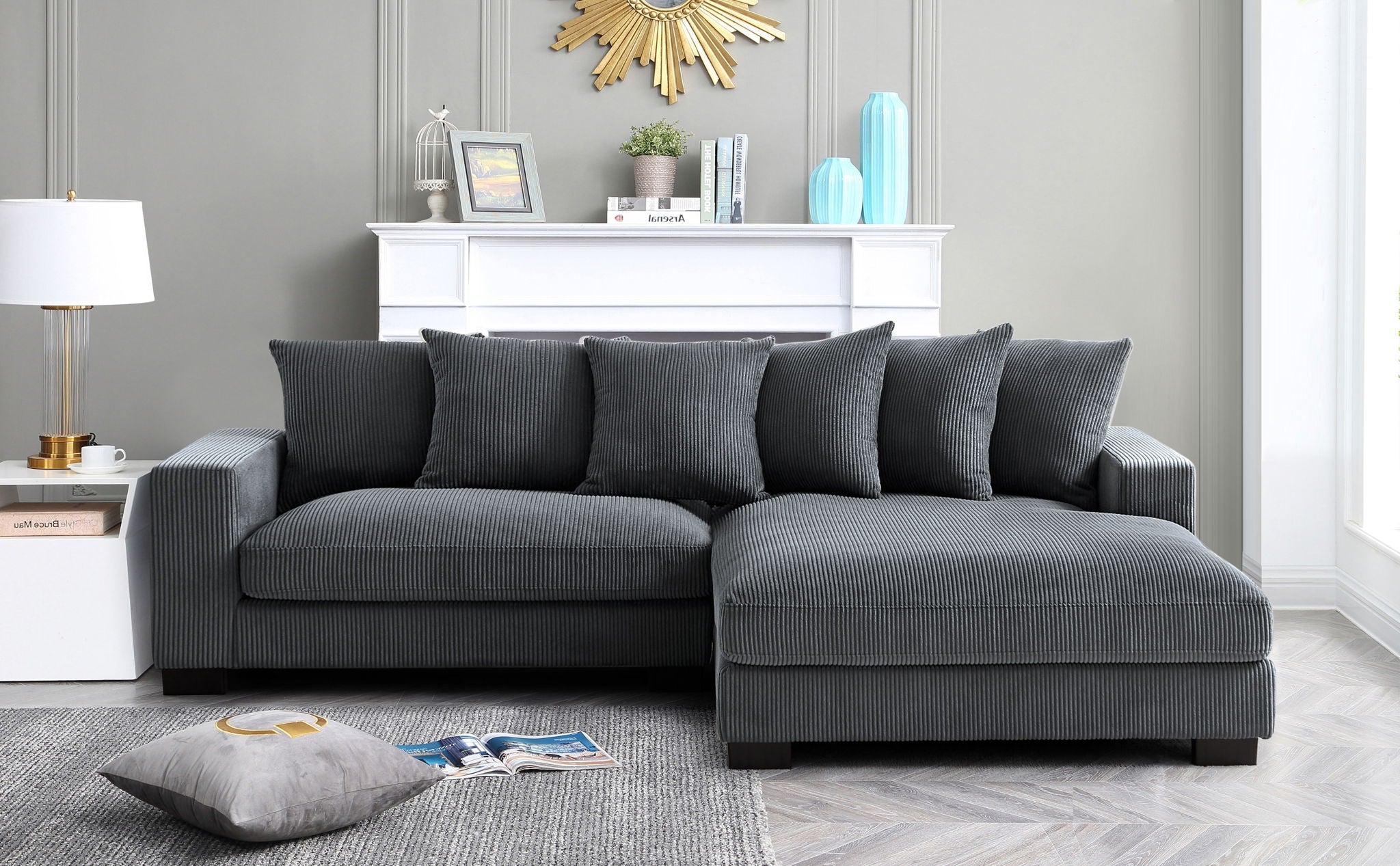 Oversized L-Shaped Sectional Sofa With Chaise