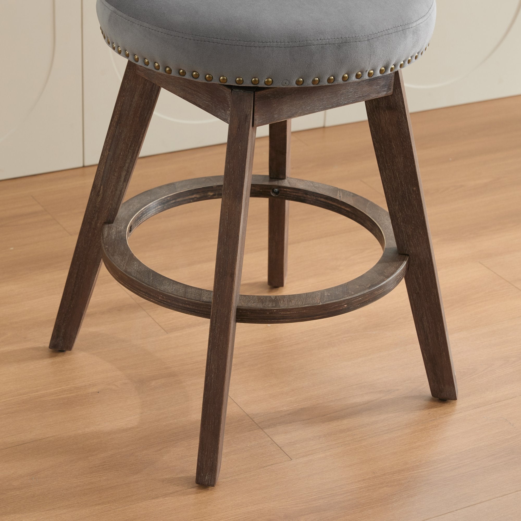 26" Counter Height Bar Stools Set of 2 with 360° Swivel and Velvet Upholstery
