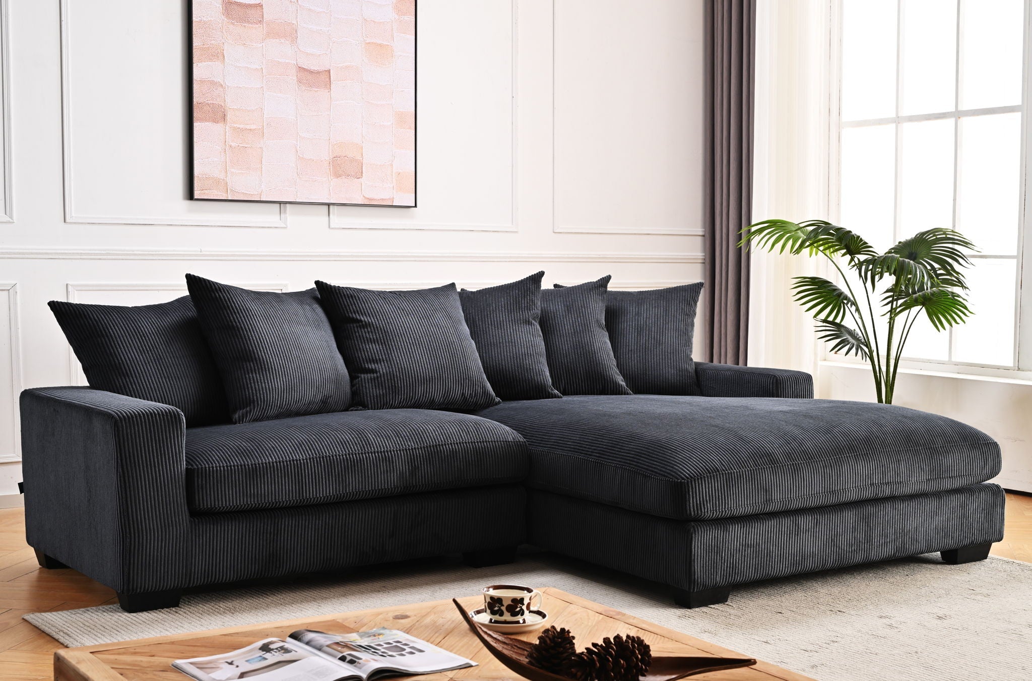 Oversized L-Shaped Sectional Sofa With Chaise