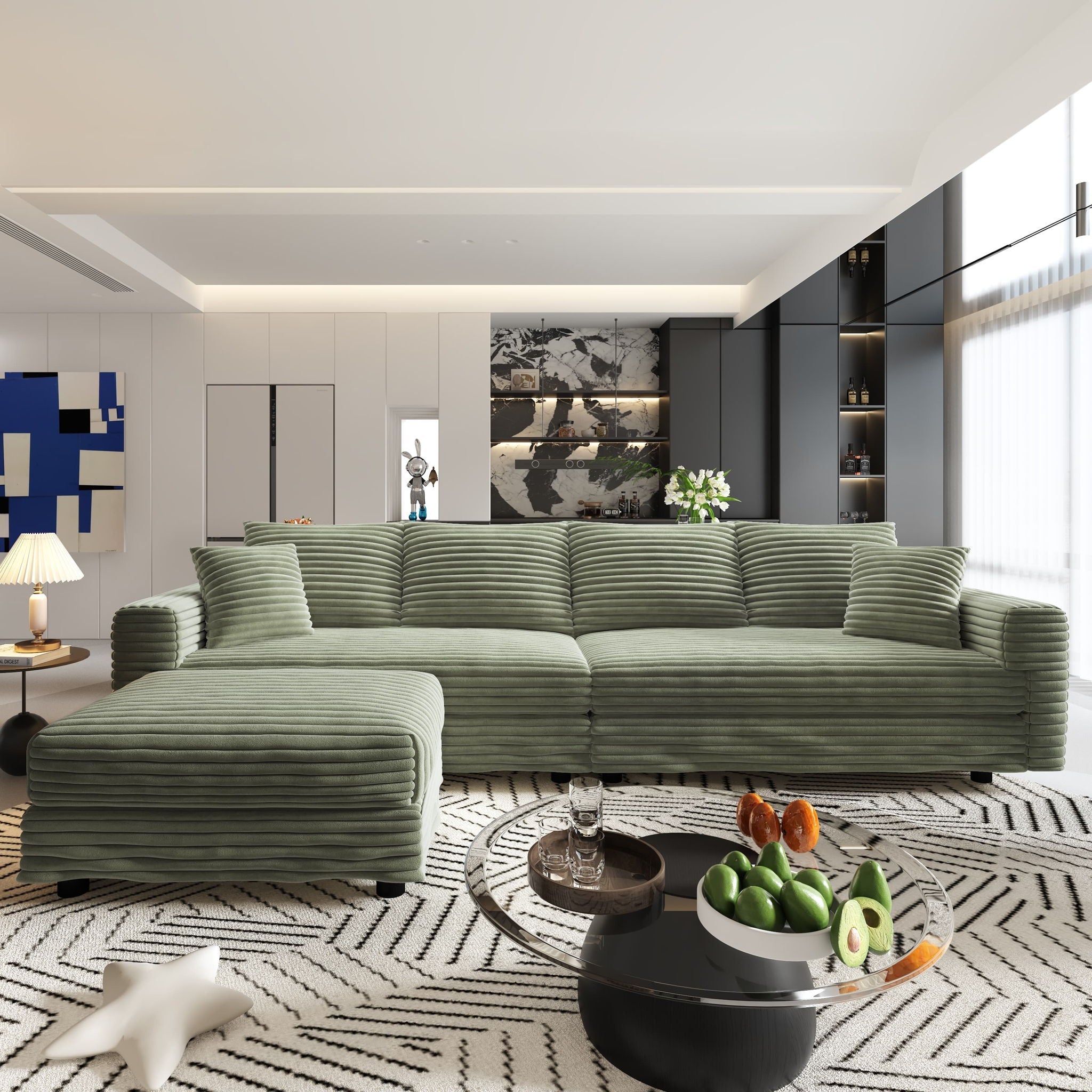 Modern Upholstered Cloud Couch Deep Seat Sofa
