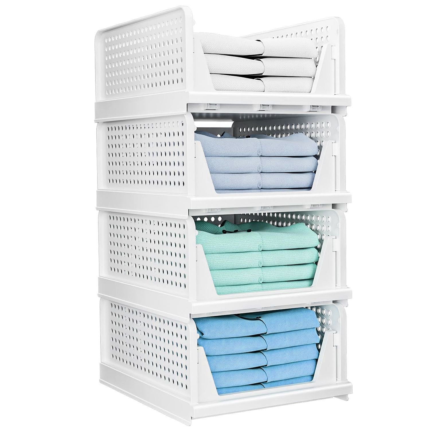 4-Pack Foldable Plastic Storage Boxes With Slide Rails