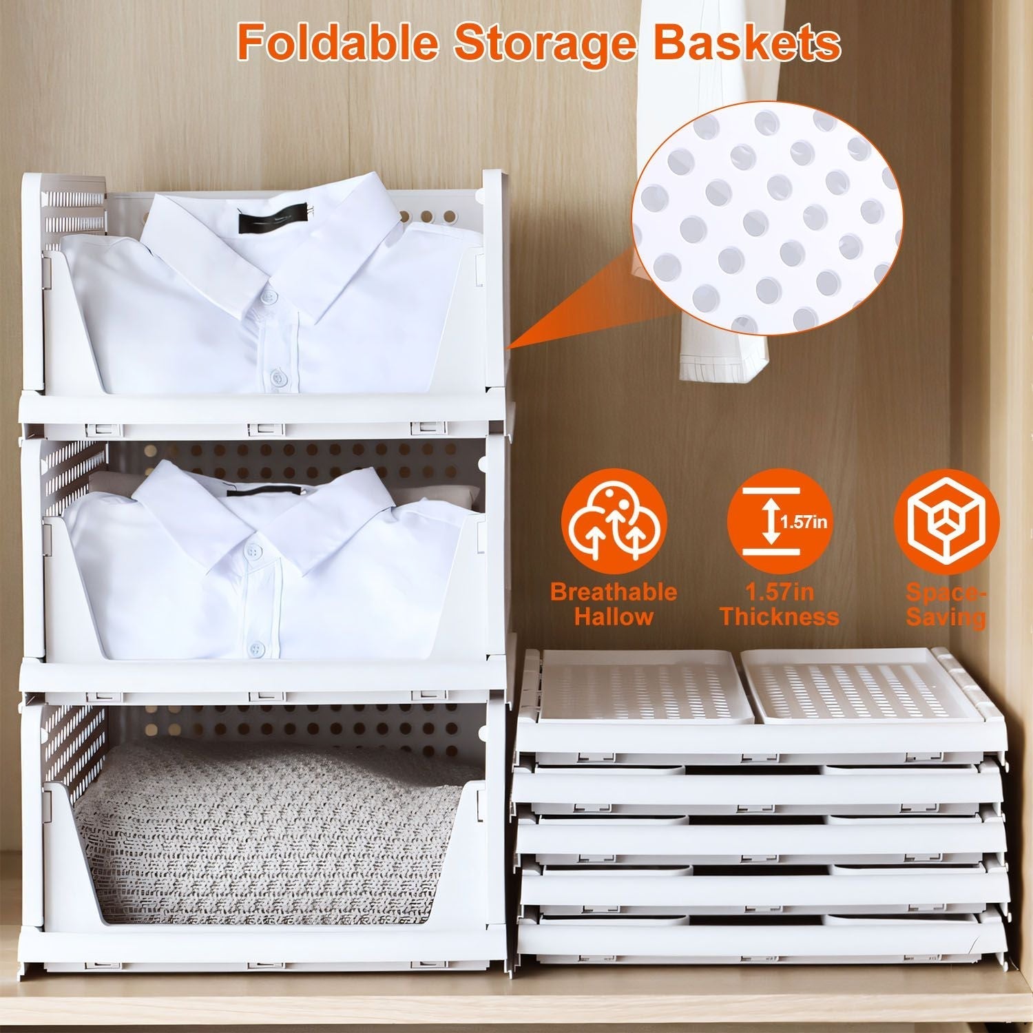 4-Pack Foldable Plastic Storage Boxes With Slide Rails