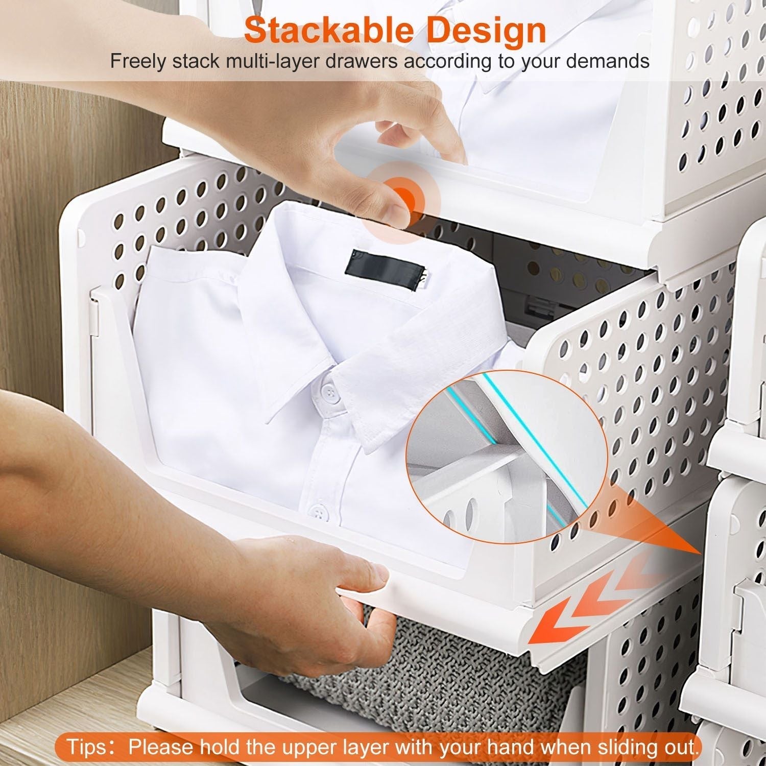 4-Pack Foldable Plastic Storage Boxes With Slide Rails