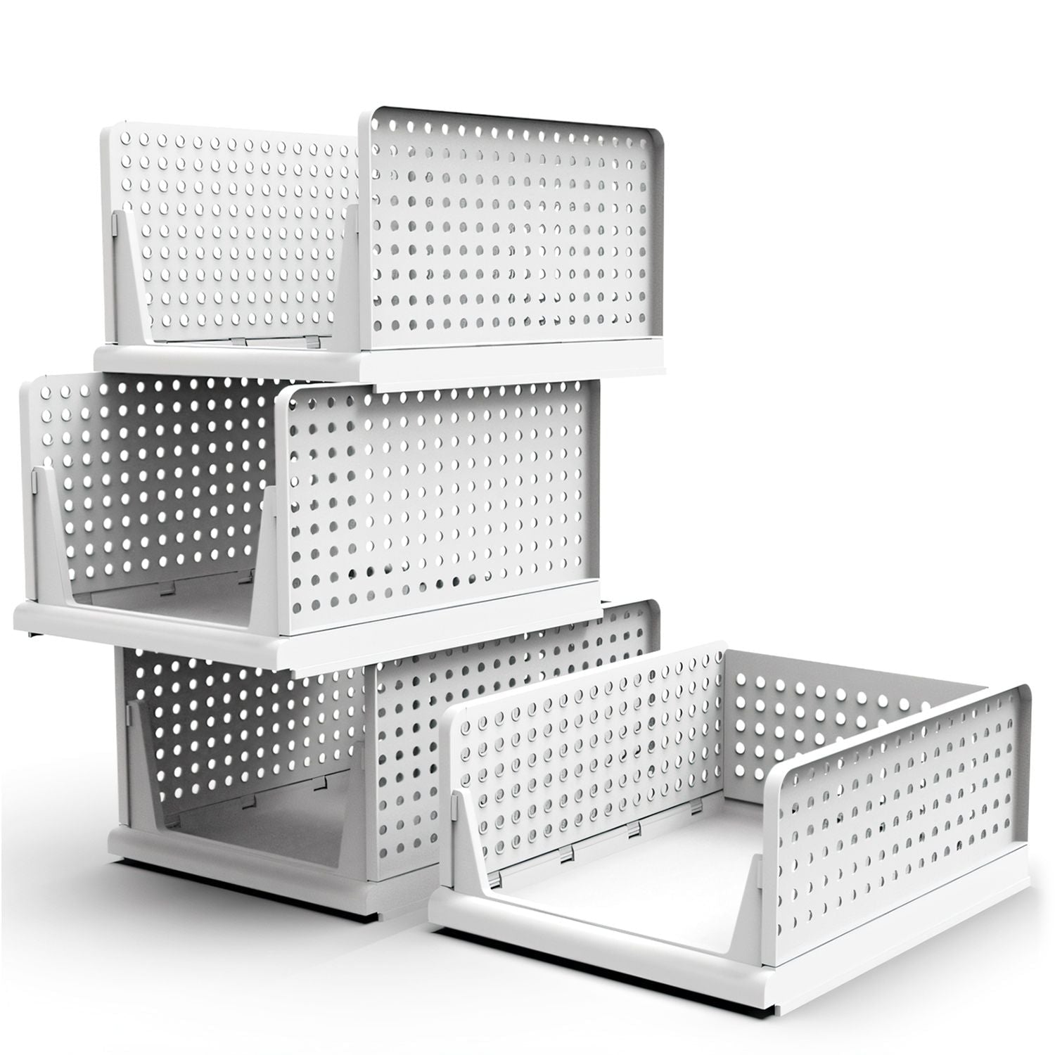 4-Pack Foldable Plastic Storage Boxes With Slide Rails