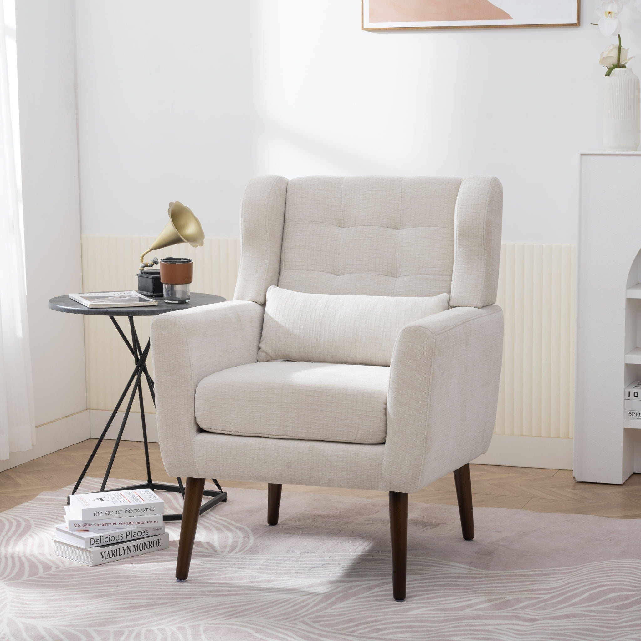 Modern Upholstered Accent Chair Foam Filled Lounge Armchair