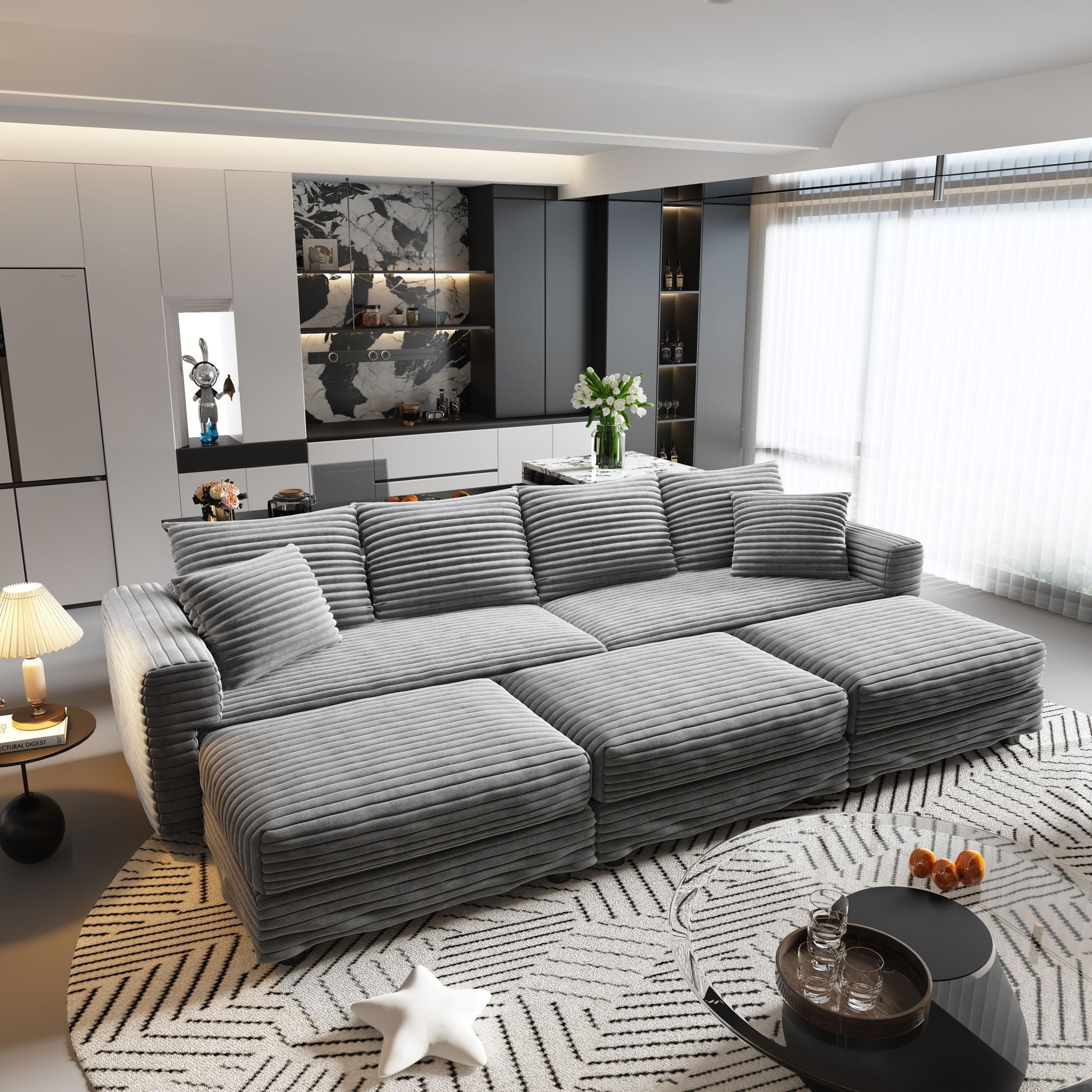 Modern Upholstered Cloud Couch Deep Seat Sofa