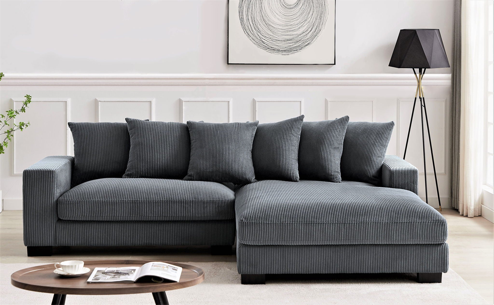 Oversized L-Shaped Sectional Sofa With Chaise
