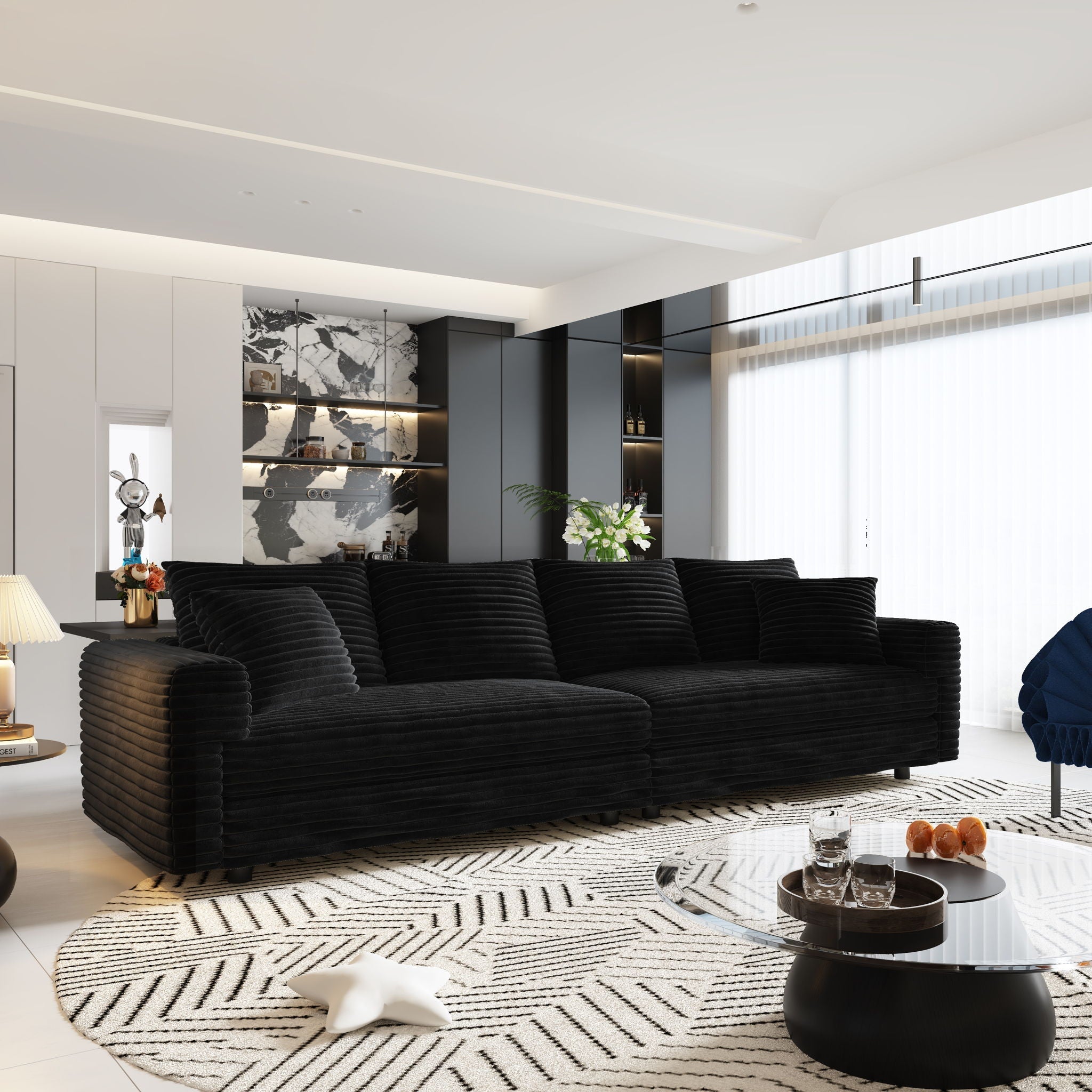 Modern Upholstered Cloud Couch Deep Seat Sofa