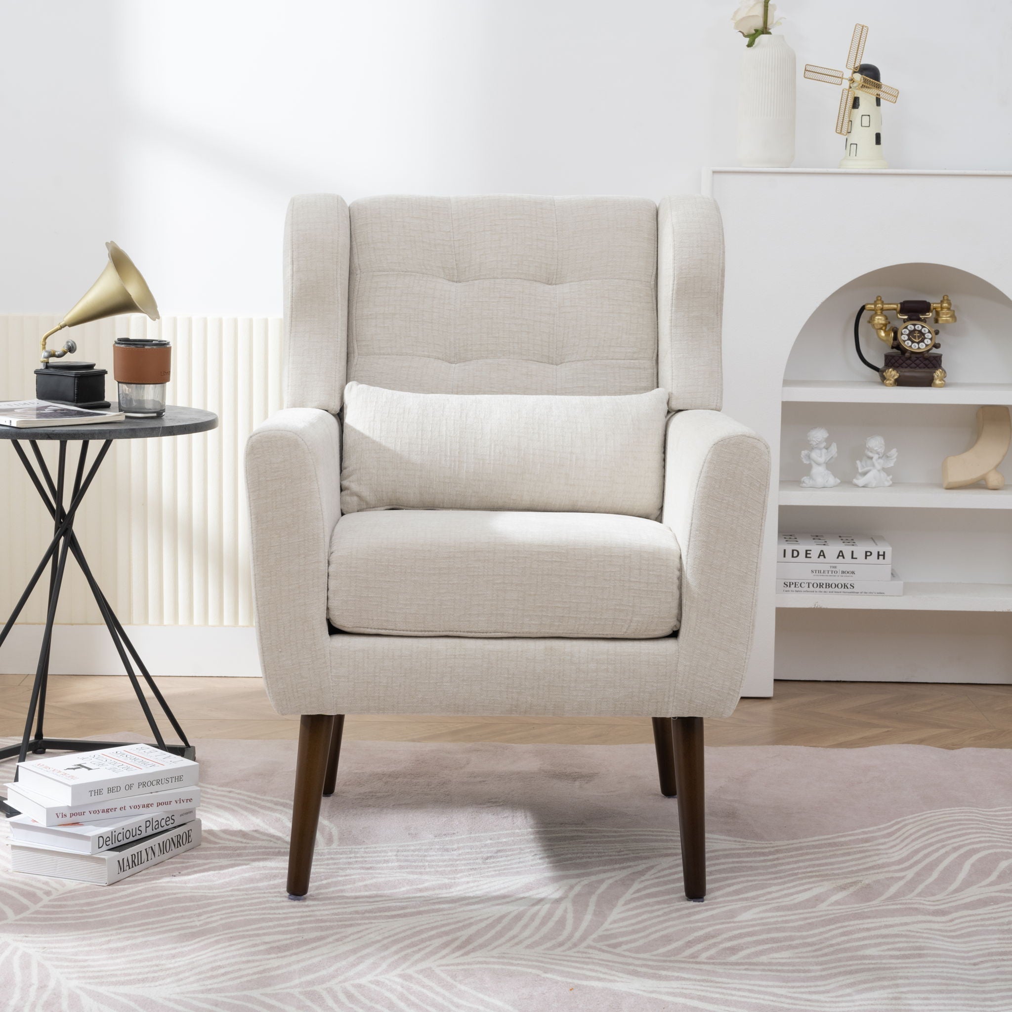 Modern Upholstered Accent Chair Foam Filled Lounge Armchair
