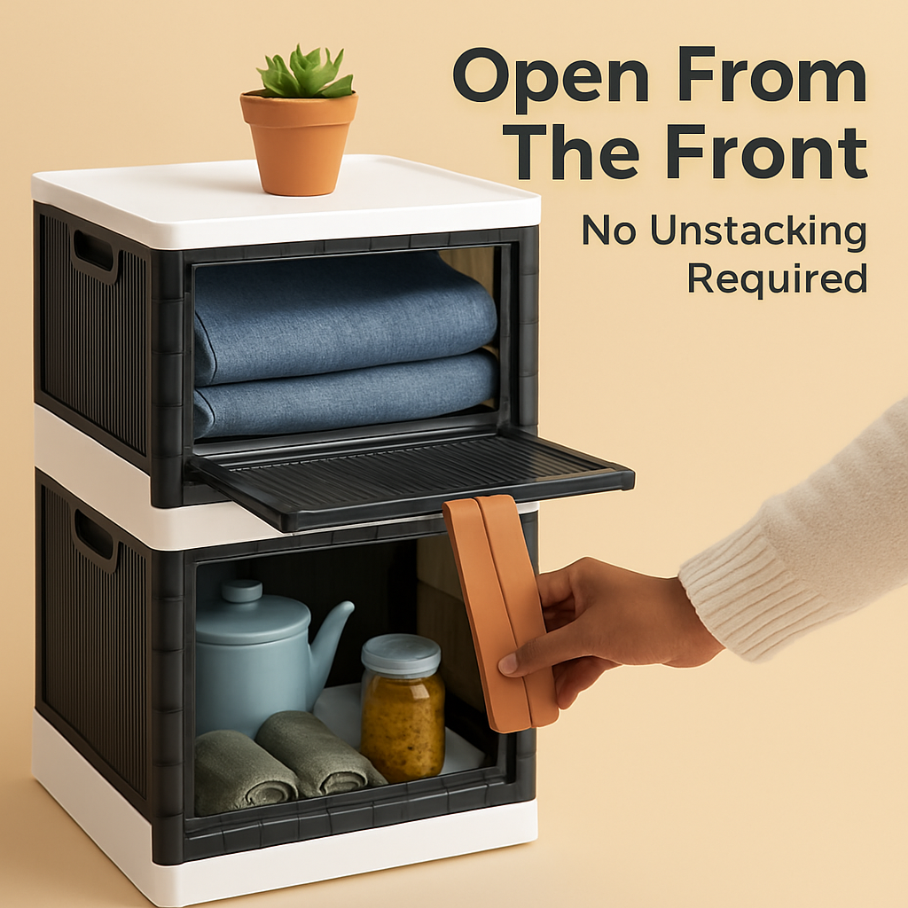 Foldable Storage Bins With Lid Stackable Organizer
