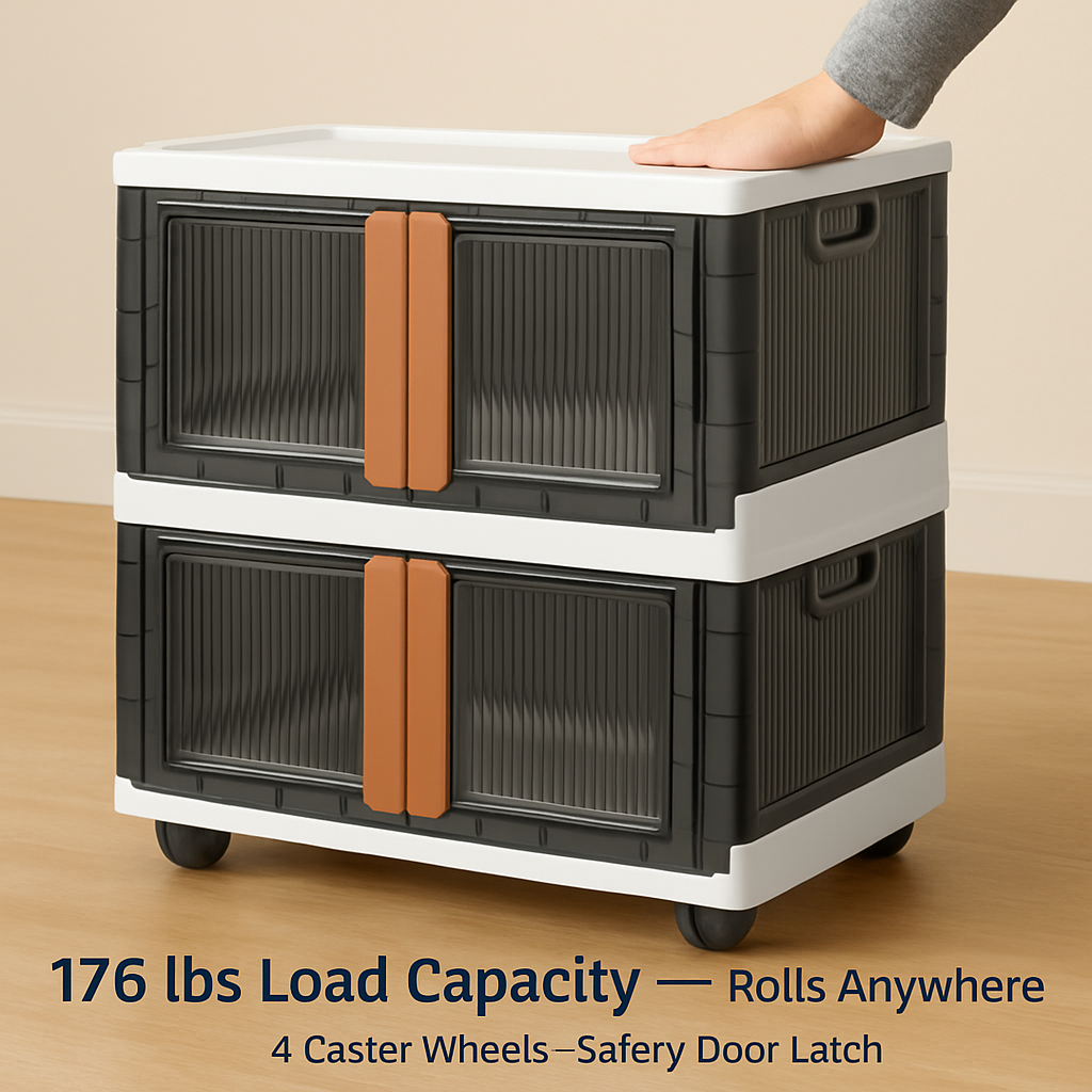 Foldable Storage Bins With Lid Stackable Organizer