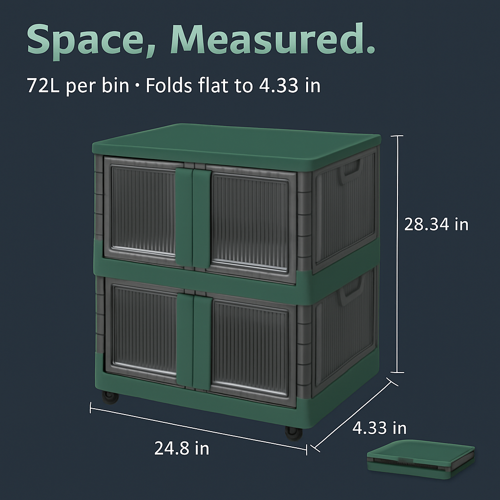 Foldable Storage Bins With Lid Stackable Organizer