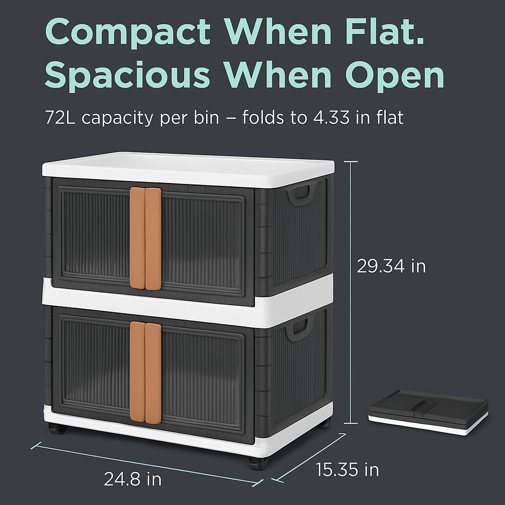 Foldable Storage Bins With Lid Stackable Organizer