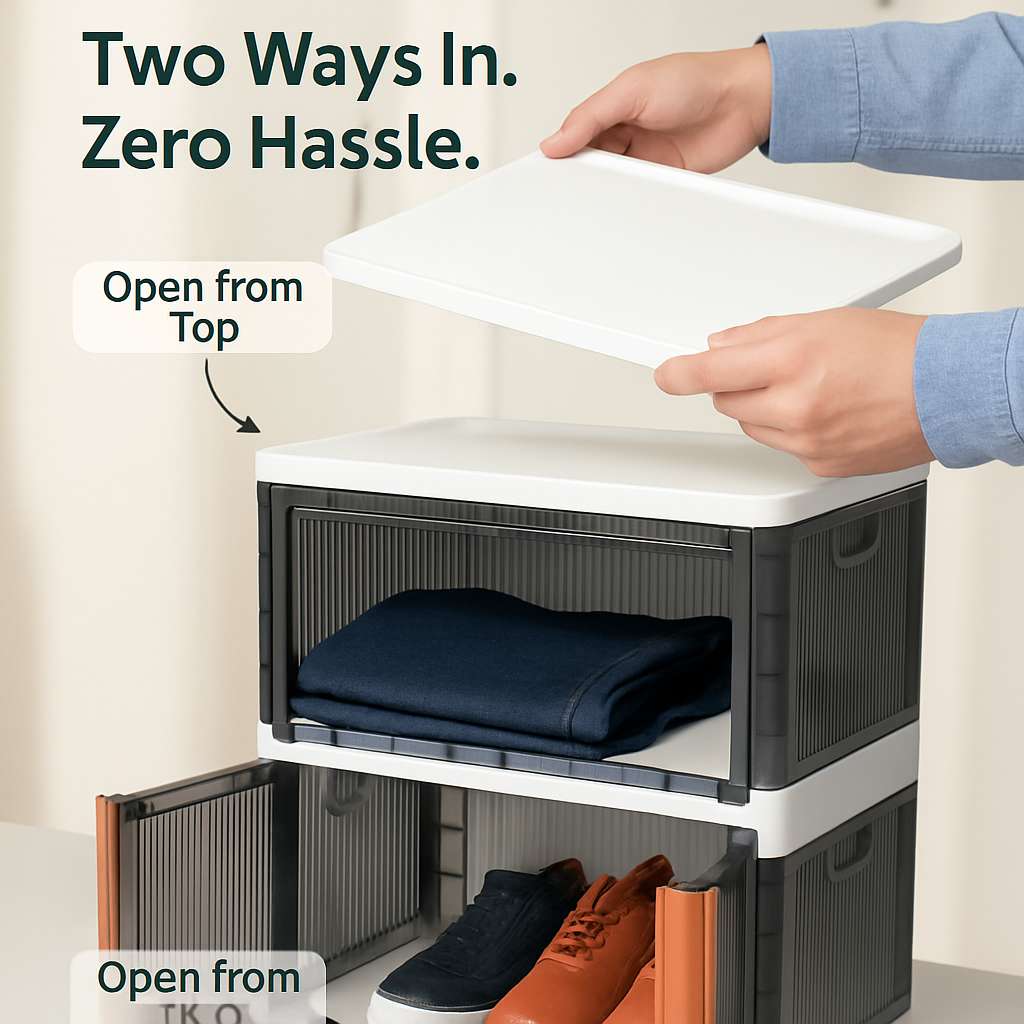 Foldable Storage Bins With Lid Stackable Organizer