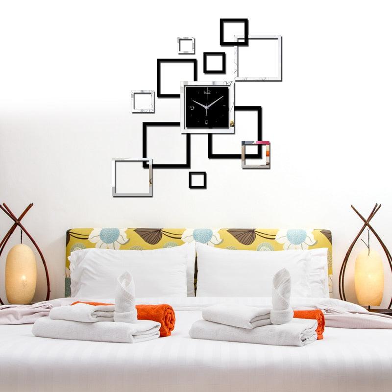3D Acrylic Mirror Wall Clock Modern Home Decor