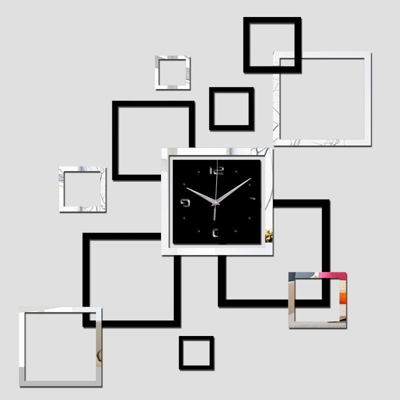 3D Acrylic Mirror Wall Clock Modern Home Decor