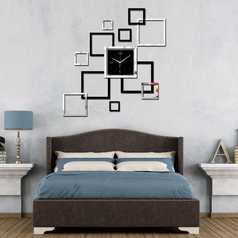 3D Acrylic Mirror Wall Clock Modern Home Decor
