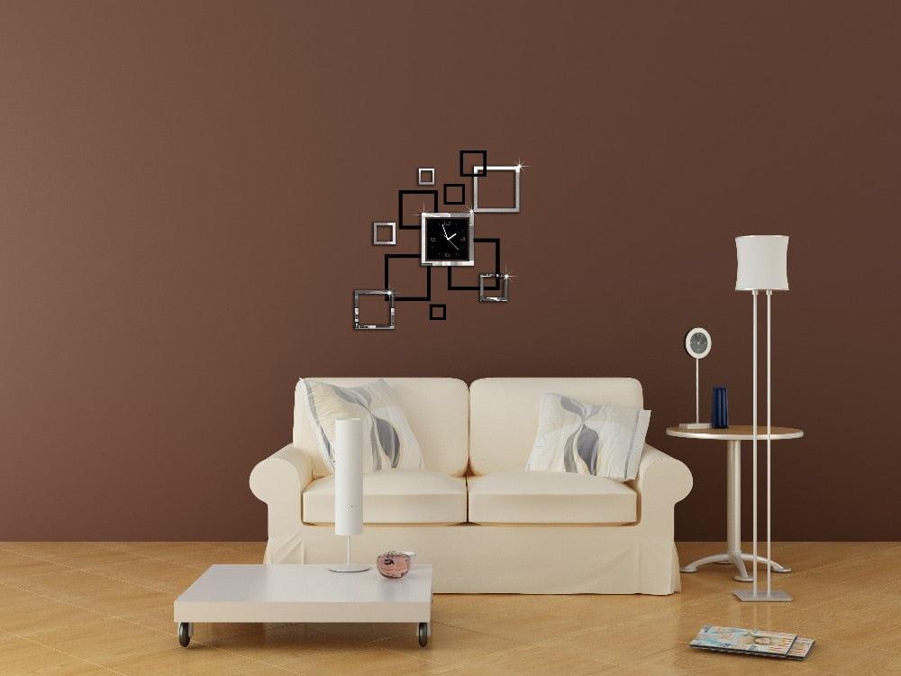 3D Acrylic Mirror Wall Clock Modern Home Decor